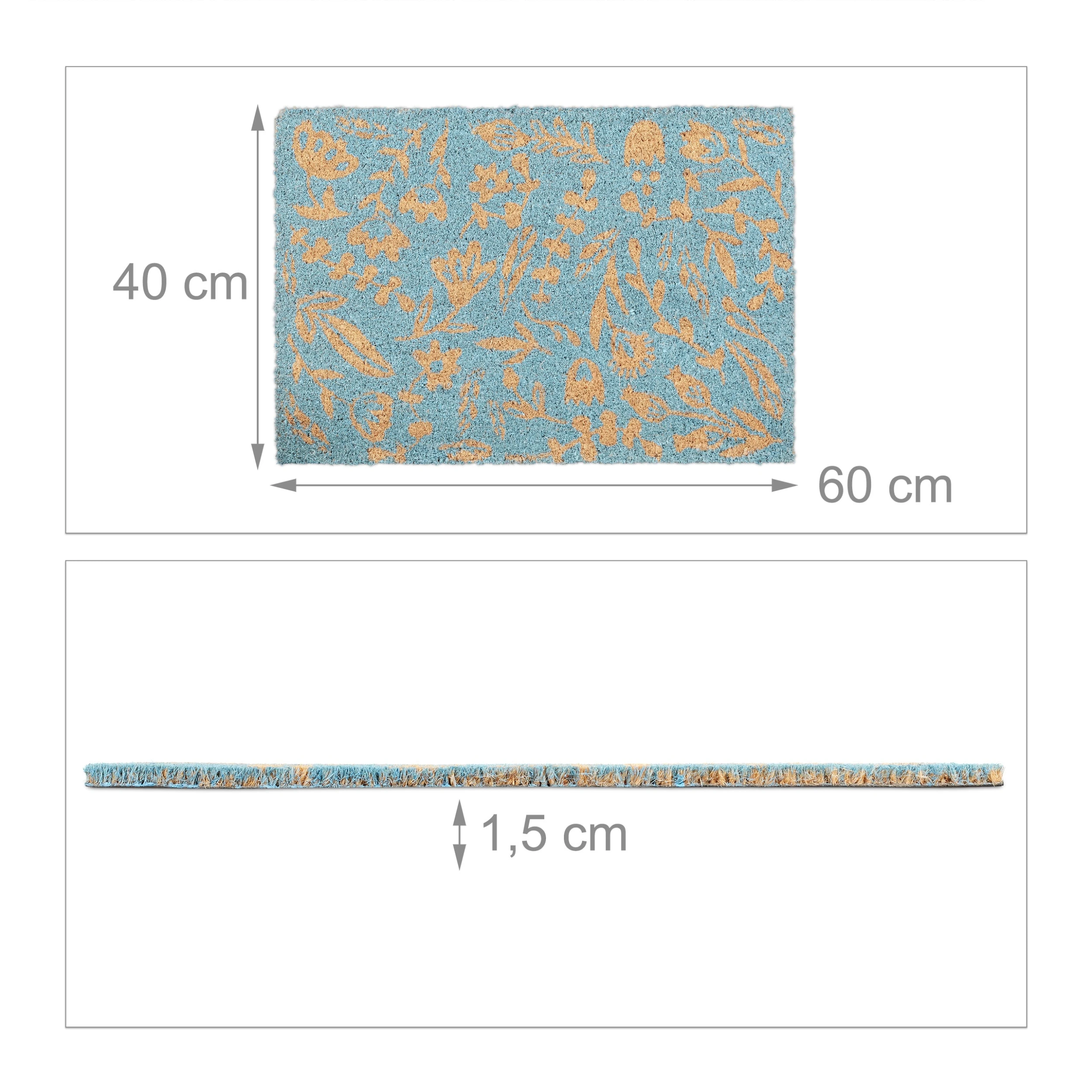 Relaxdays Fußmatte "Blumen" In Blau - (B)60 X (T)40 Cm – Bild 4