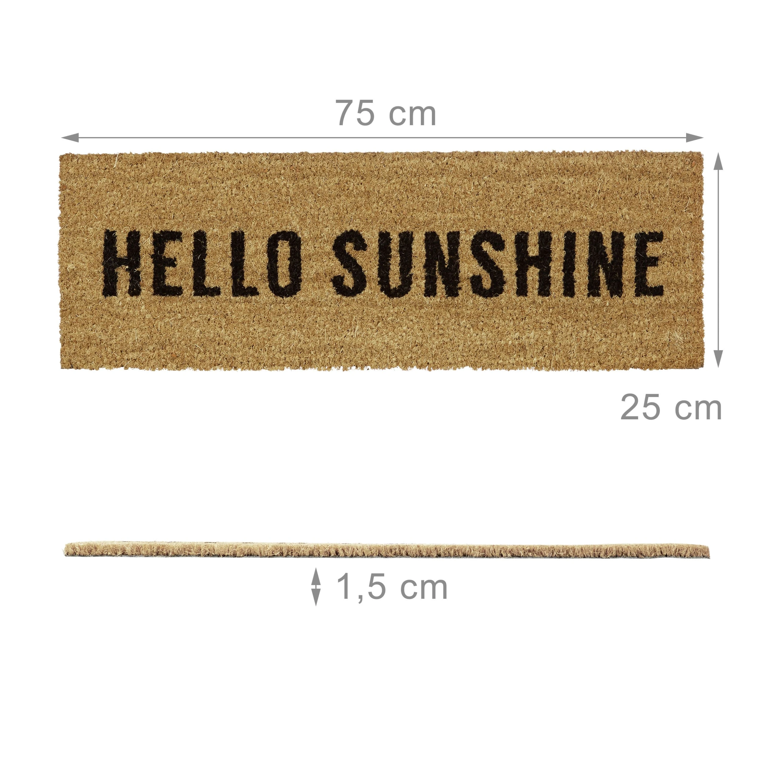 Relaxdays Fußmatte Hello Sunshine In Natur - (B)75 X (T)25 Cm – Bild 4