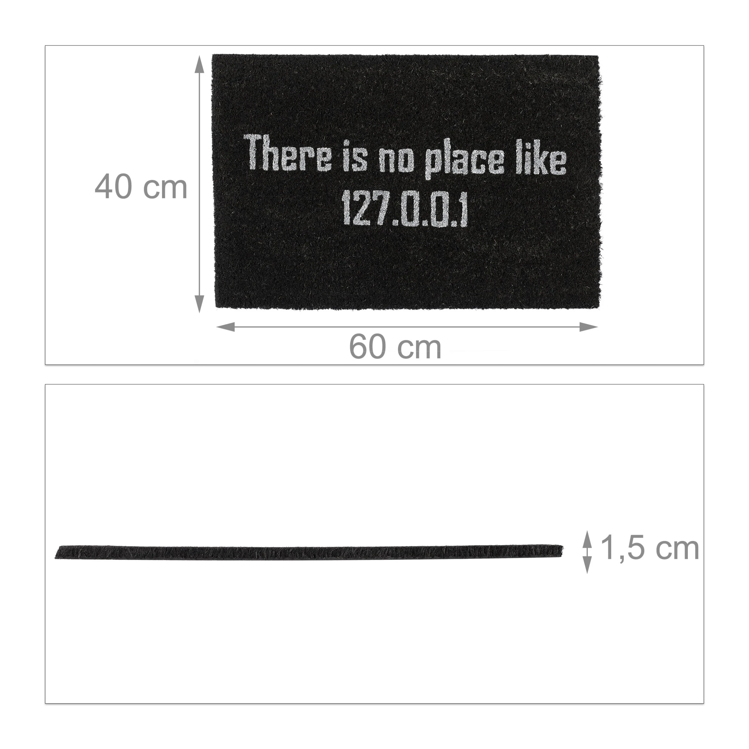 Relaxdays Fußmatte Home "127.0.0.1" In Schwarz - (B)60 X (T)40 Cm – Bild 4