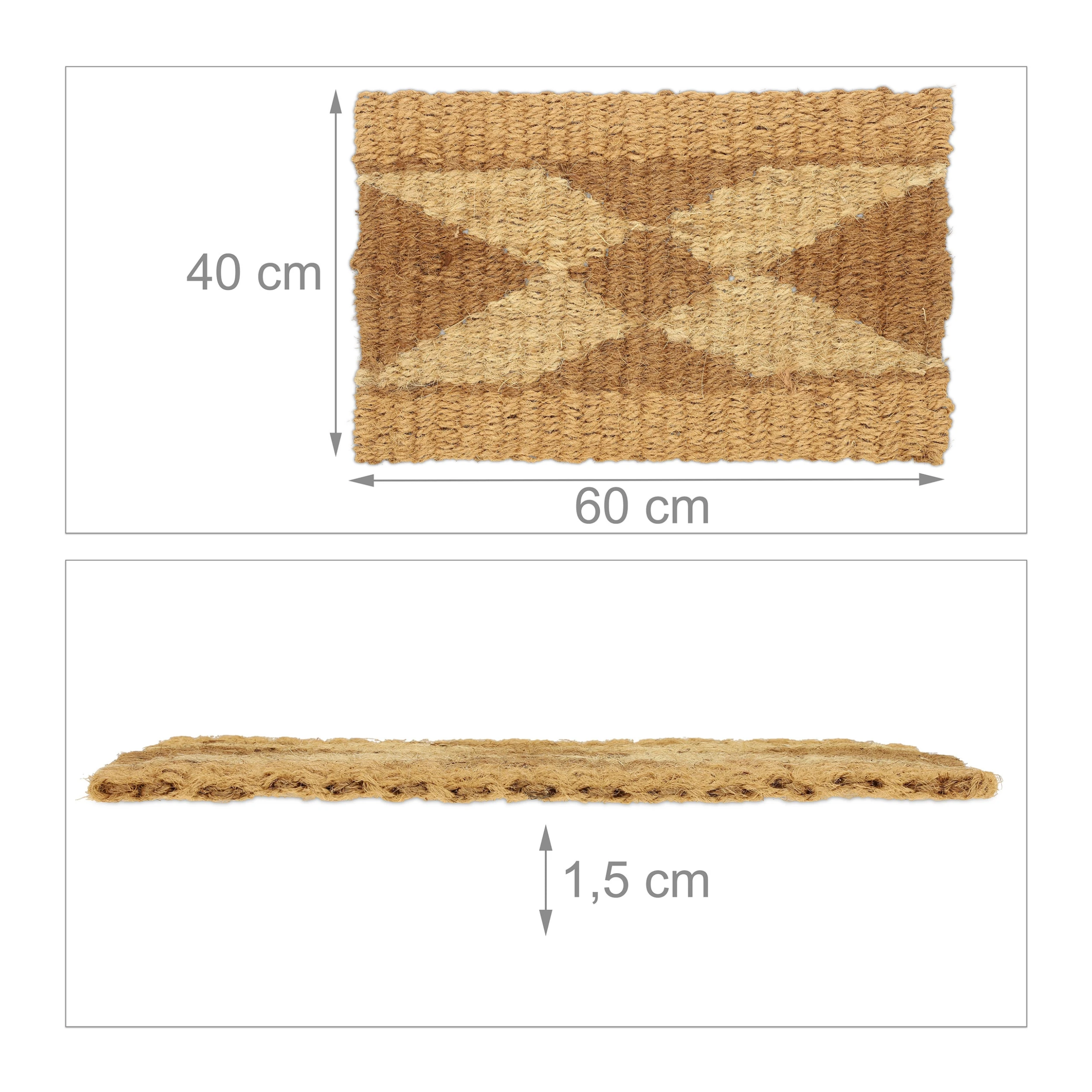 Relaxdays Fußmatte In Braun/ Creme - 60 X 40 Cm – Bild 4