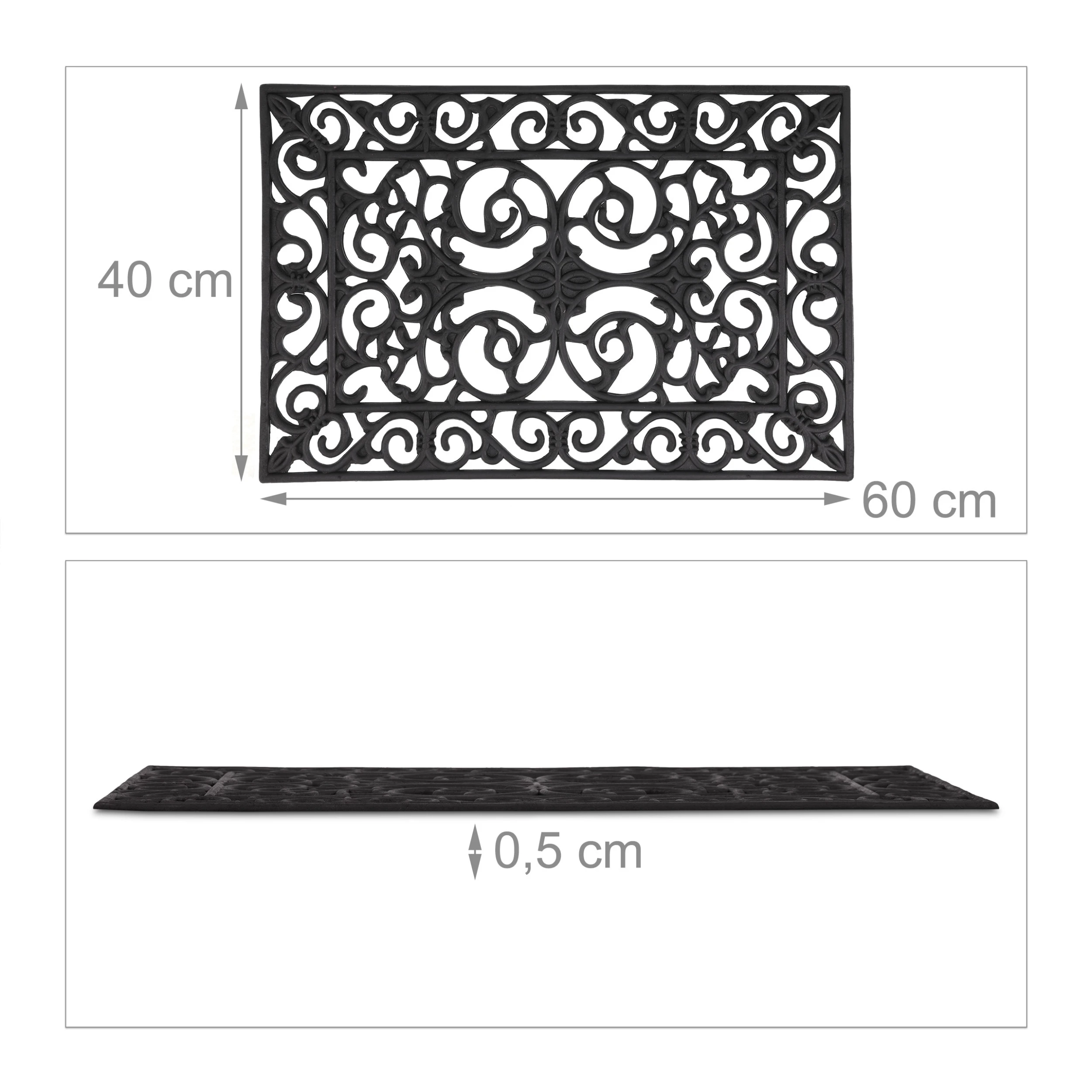 Relaxdays Fußmatte In Schwarz - (B)60 X (T)40 Cm – Bild 4