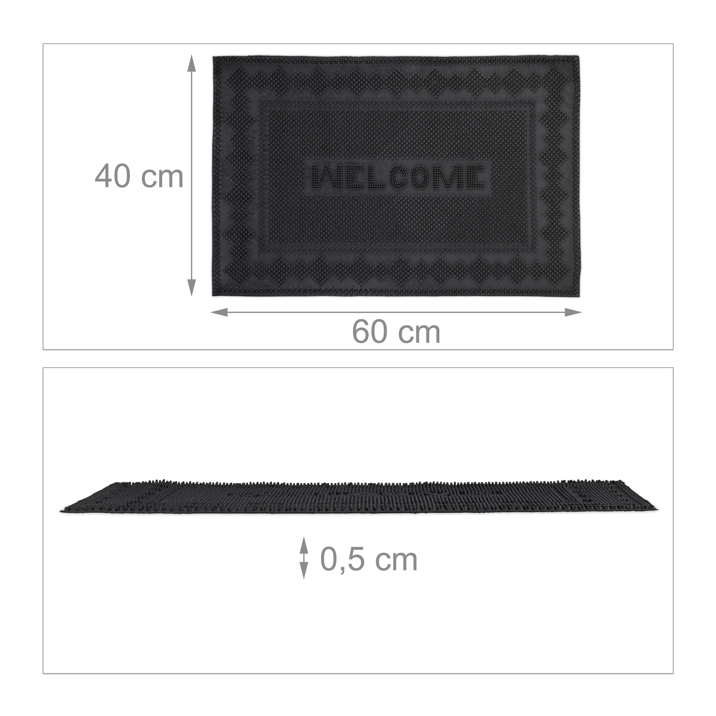 Relaxdays Fußmatte In Schwarz - (B)60 X (T)40 Cm – Bild 4