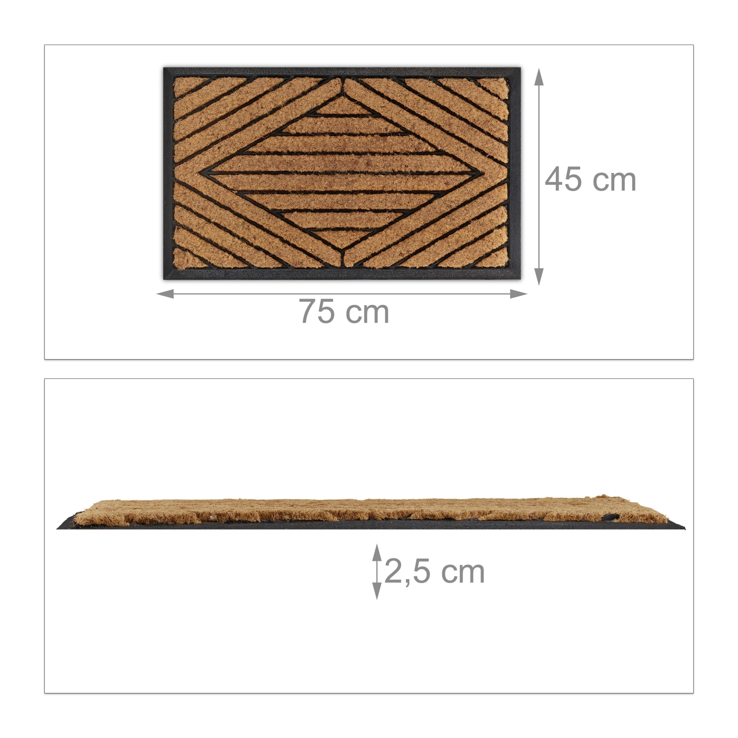 Relaxdays Fußmatte In Schwarz/ Natur - 75 X 45 Cm – Bild 4