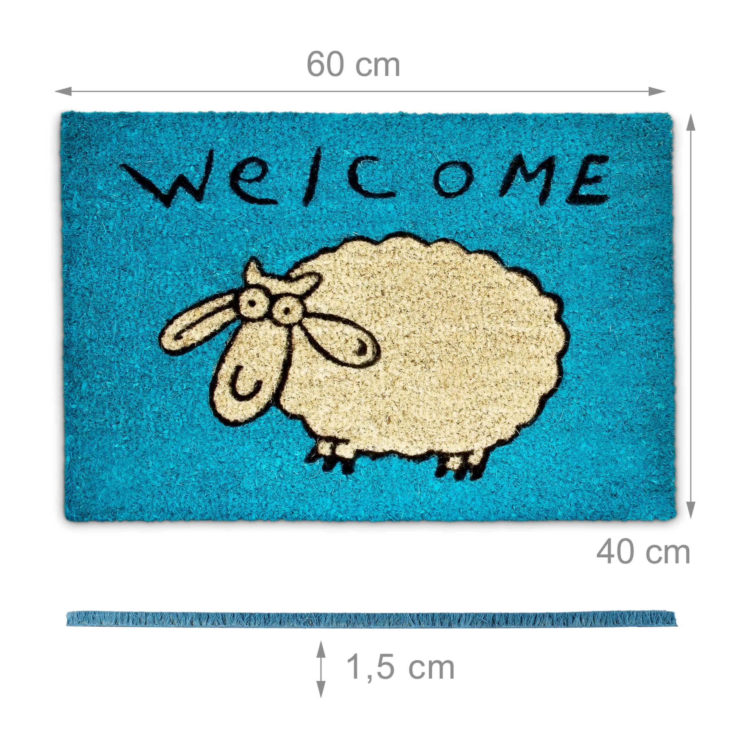 Relaxdays Fußmatte Schaf In Blau - (B)60 X (T)40 Cm – Bild 4