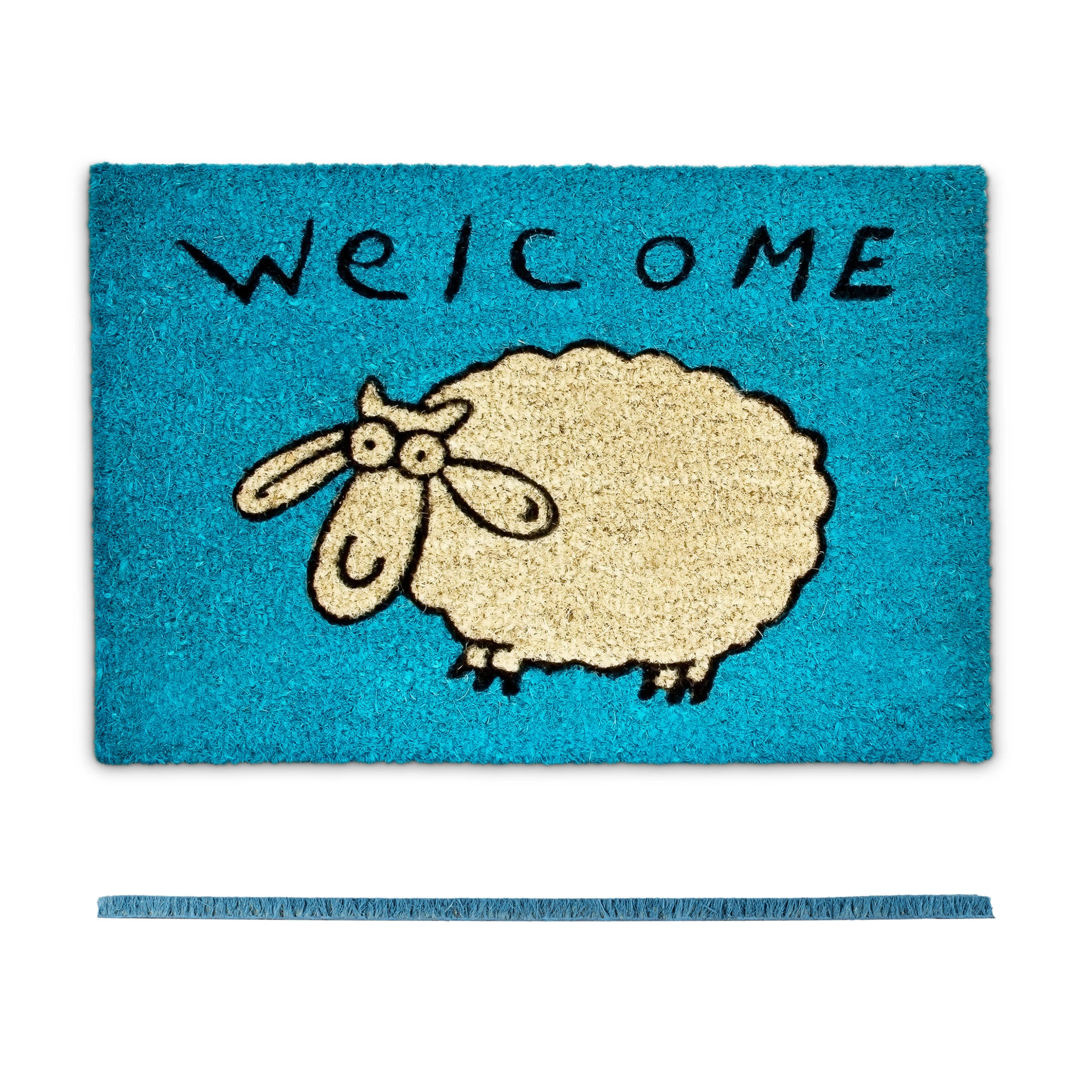 Relaxdays Fußmatte Schaf In Blau - (B)60 X (T)40 Cm