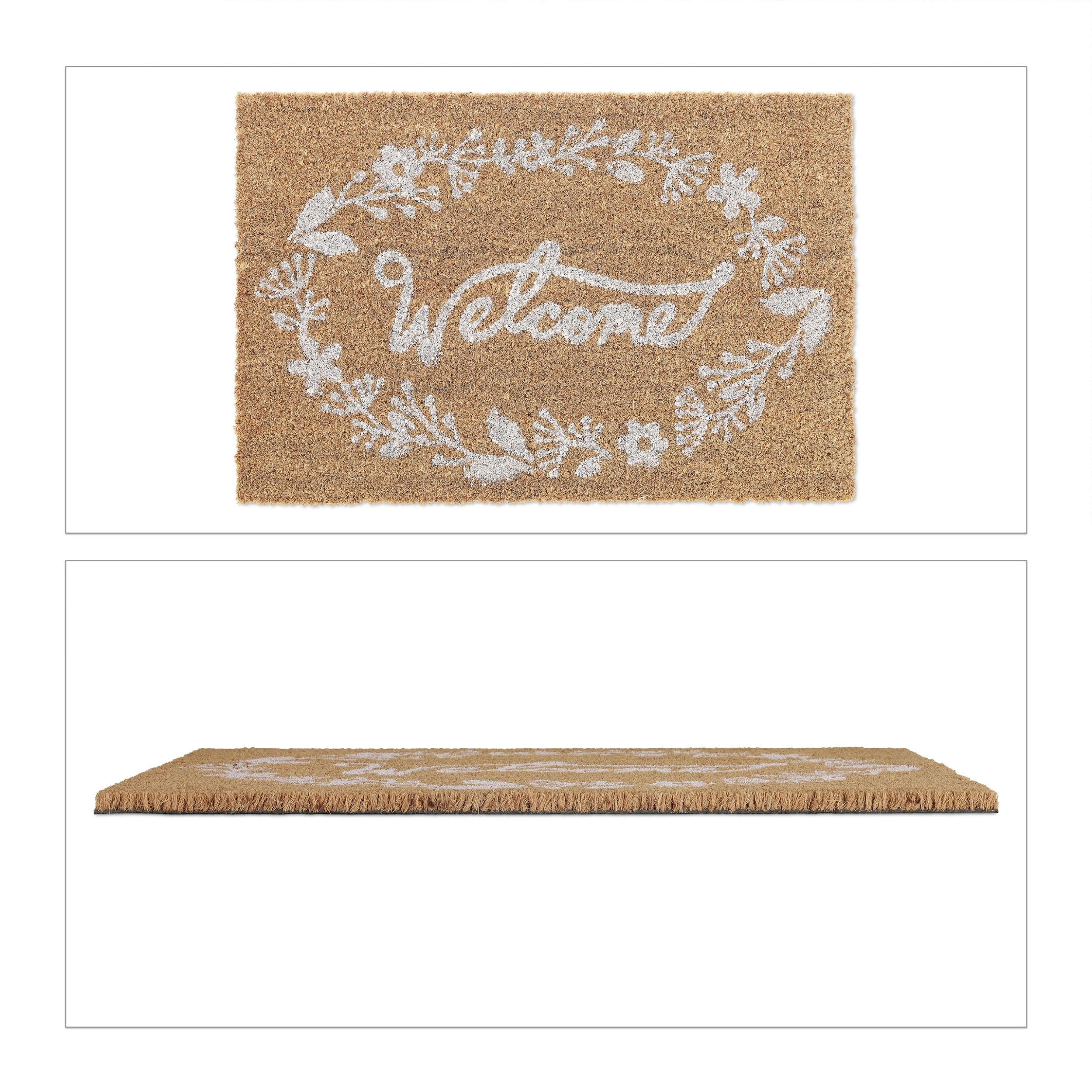 Relaxdays Fußmatte "Welcome" In Natur/ Weiß - 60 X 40 Cm