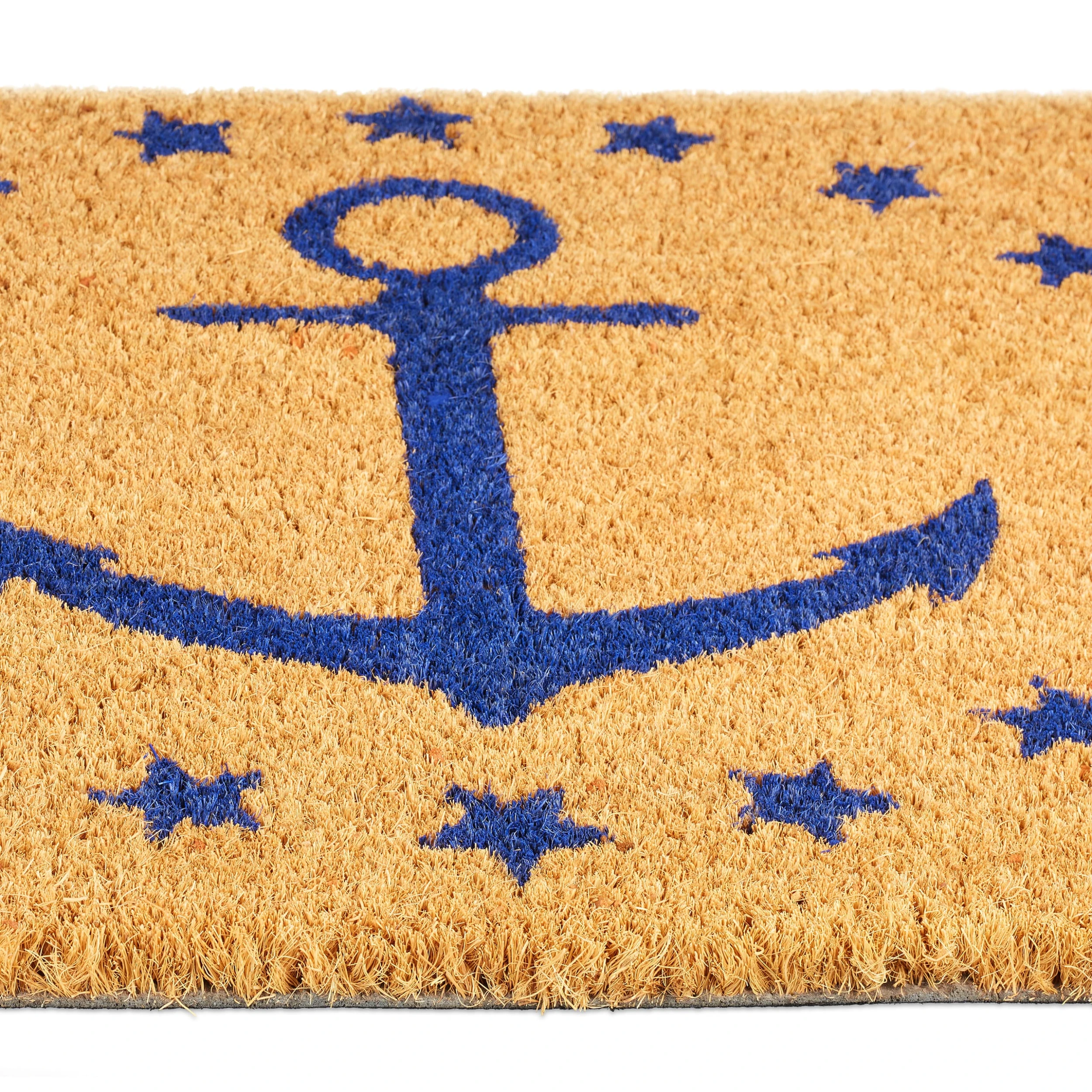 Relaxdays Kokos Fußmatte "Anker & Sterne" In Natur/ Blau - 40 X 60 Cm – Bild 6