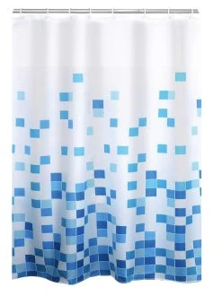 RIDDER Duschvorhang Textil Cubes Blau 180x200 Cm