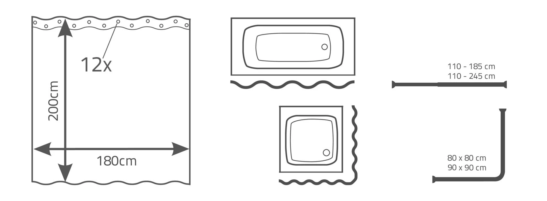 RIDDER Duschvorhang Textil Panadero Multicolor 180x200 Cm – Bild 3