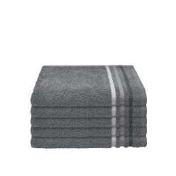 Schiesser Gästehandtuch Skyline Color 5er-Set Mit Webbordüre In Anthrazit