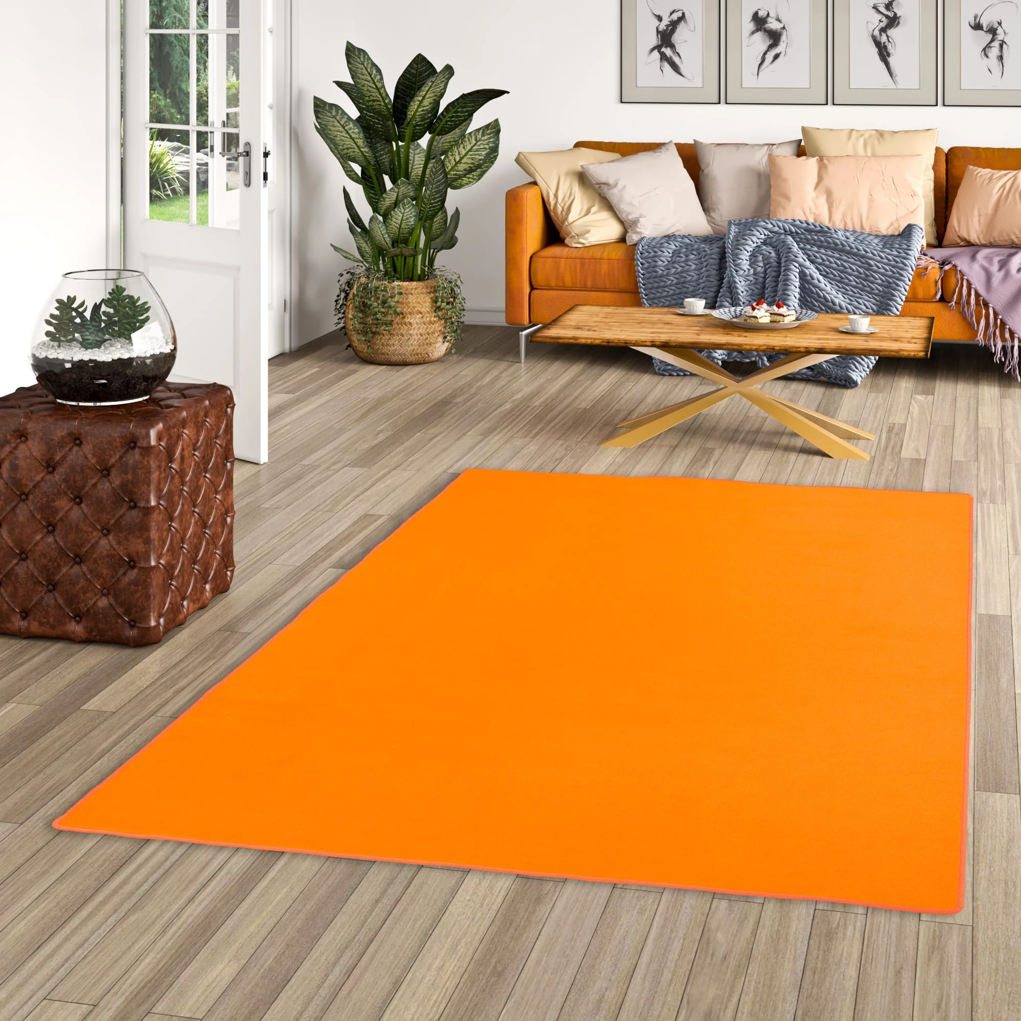 Snapstyle Basic Velours Teppich Carla In Orange – Bild 5