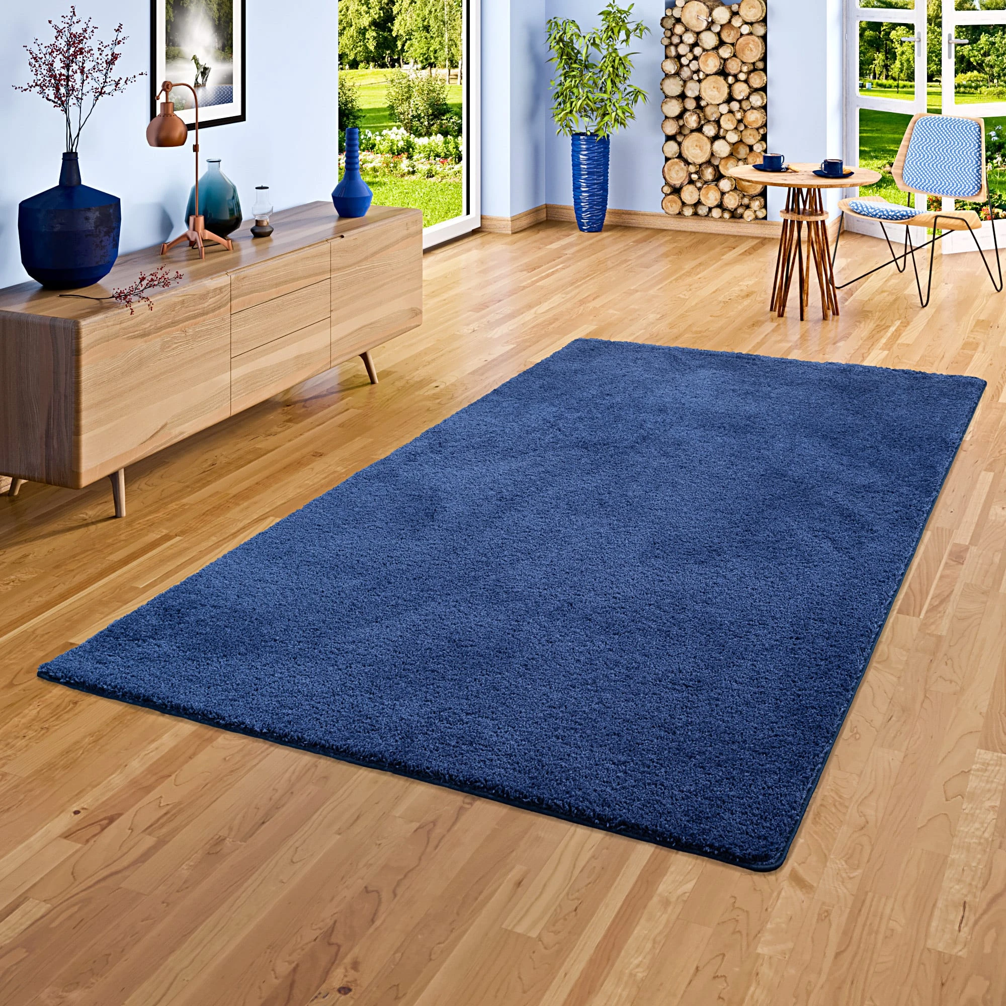 Snapstyle Hochflor Shaggy Teppich Palace In Dunkelblau – Bild 5