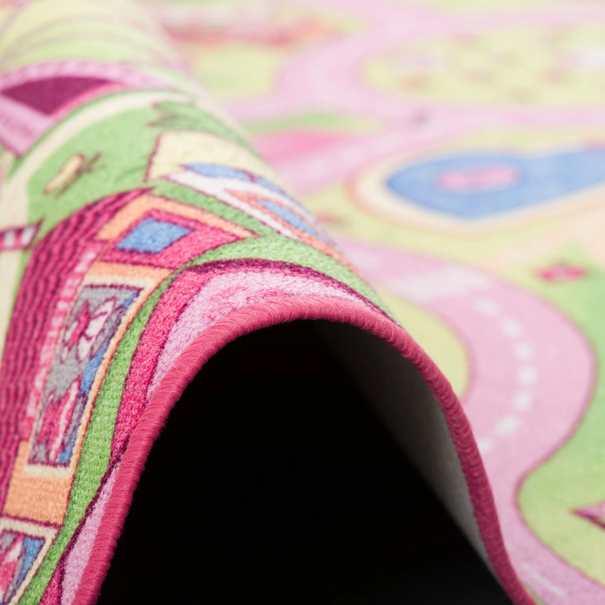 Snapstyle Kinder Spiel Teppich Girls Village Rund In Rosa – Bild 4