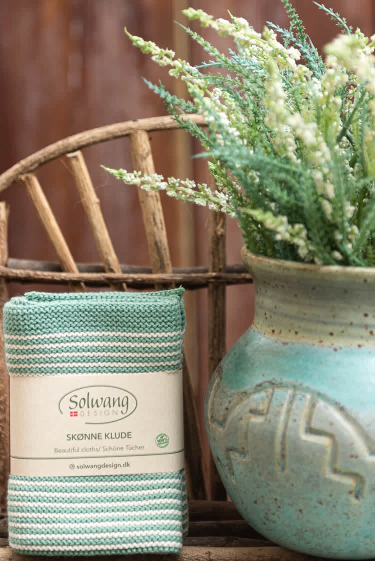 Solwang Wischtücher Mit Streifen Antik Grün / Natur 2er Set – Bild 2