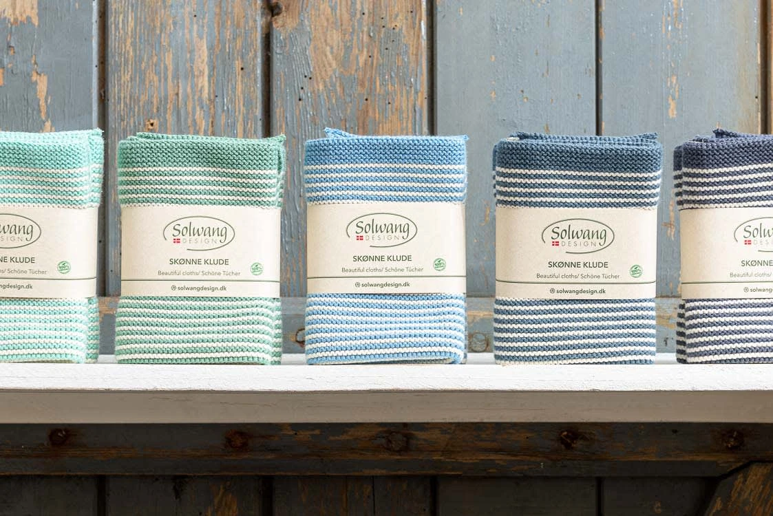 Solwang Wischtücher Mit Streifen Antik Grün / Natur 2er Set – Bild 3