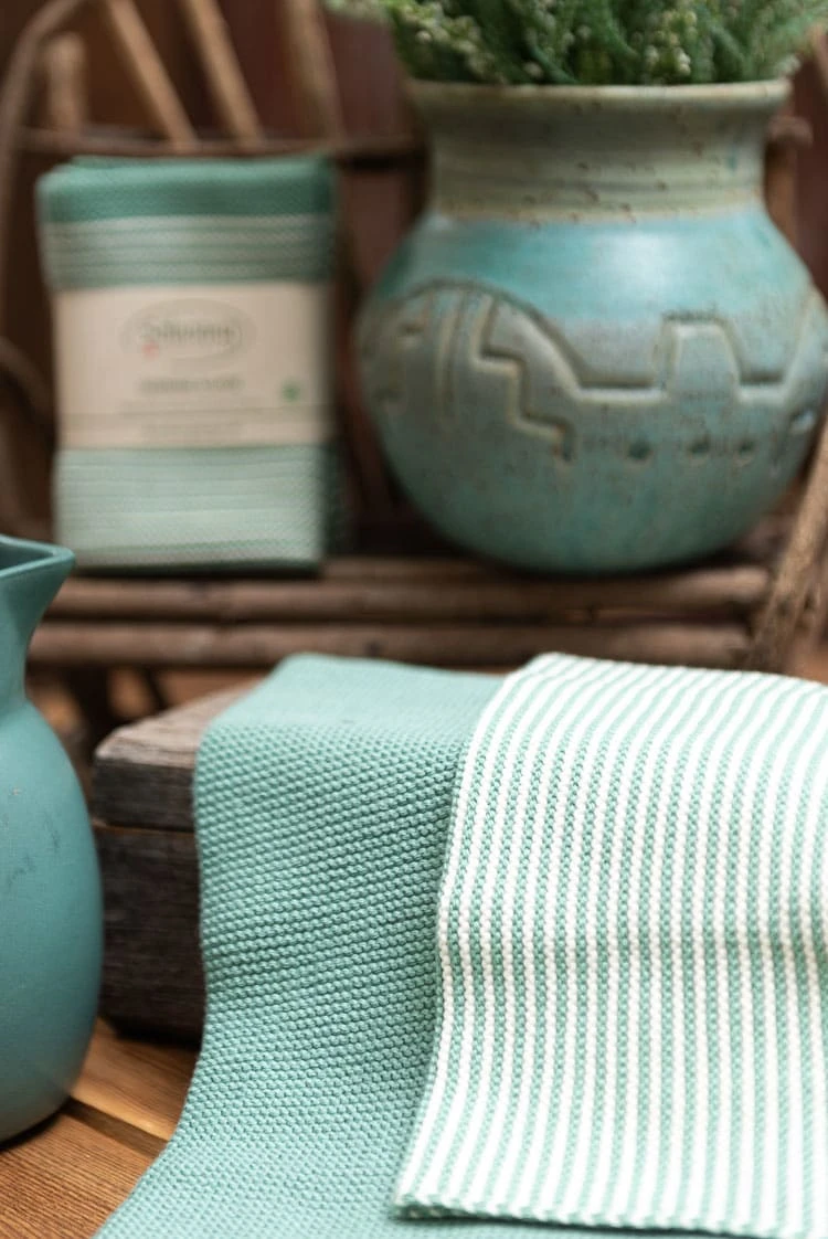 Solwang Wischtücher Mit Streifen Antik Grün / Natur 2er Set – Bild 4