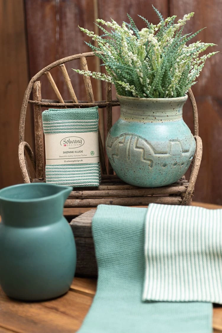 Solwang Wischtücher Mit Streifen Antik Grün / Natur 2er Set – Bild 6