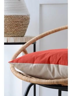 STOF France Kissen "Duo"in Rostrot/ Beige - (L)50 X (B)50 Cm