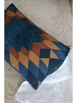 STOF France Kissen "Magdalena" In Dunkelblau/ Hellbraun - (L)50 X (B)30 Cm