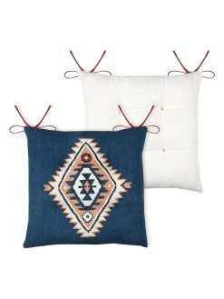 STOF France Sitzkissen "Louisiane" In Dunkelblau/ Weiß - (L)38 X (B)38 Cm