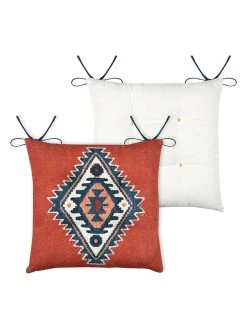 STOF France Sitzkissen "Louisiane" In Weiß/ Orange - (L)38 X (B)38 Cm