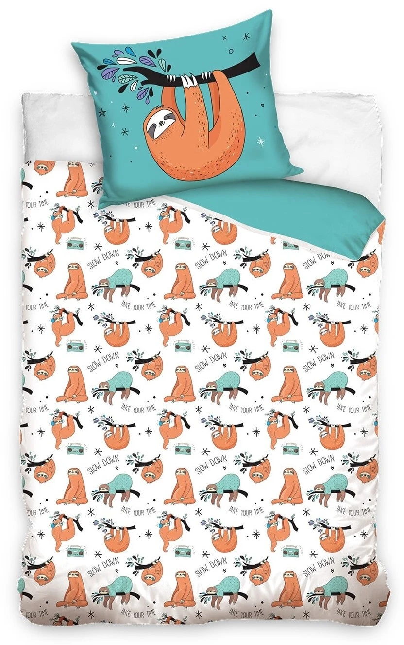 Termana Traum&Trend Kinder Bettwäsche-Set "Faultier" In Türkis – Bild 2