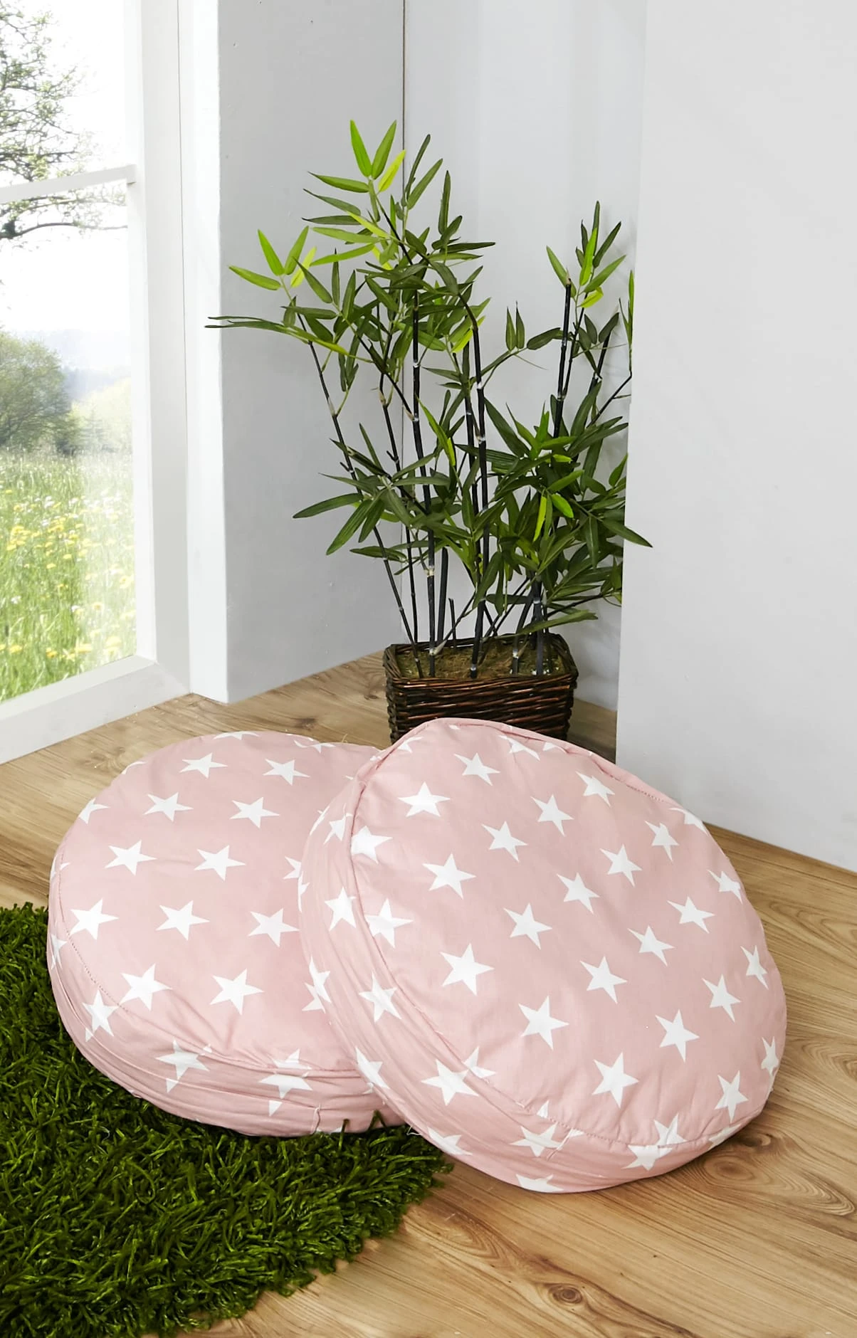 Ticaa Rundes Kissen-Set Für Kinderzimmer 2-teilig In Stern Rosa – Bild 2