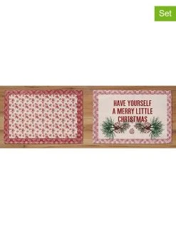 Tierra Bella 2er-Set: Tischsets "Merry Little Christmas" In Rot/ Beige - (L)45 X (B)30 Cm