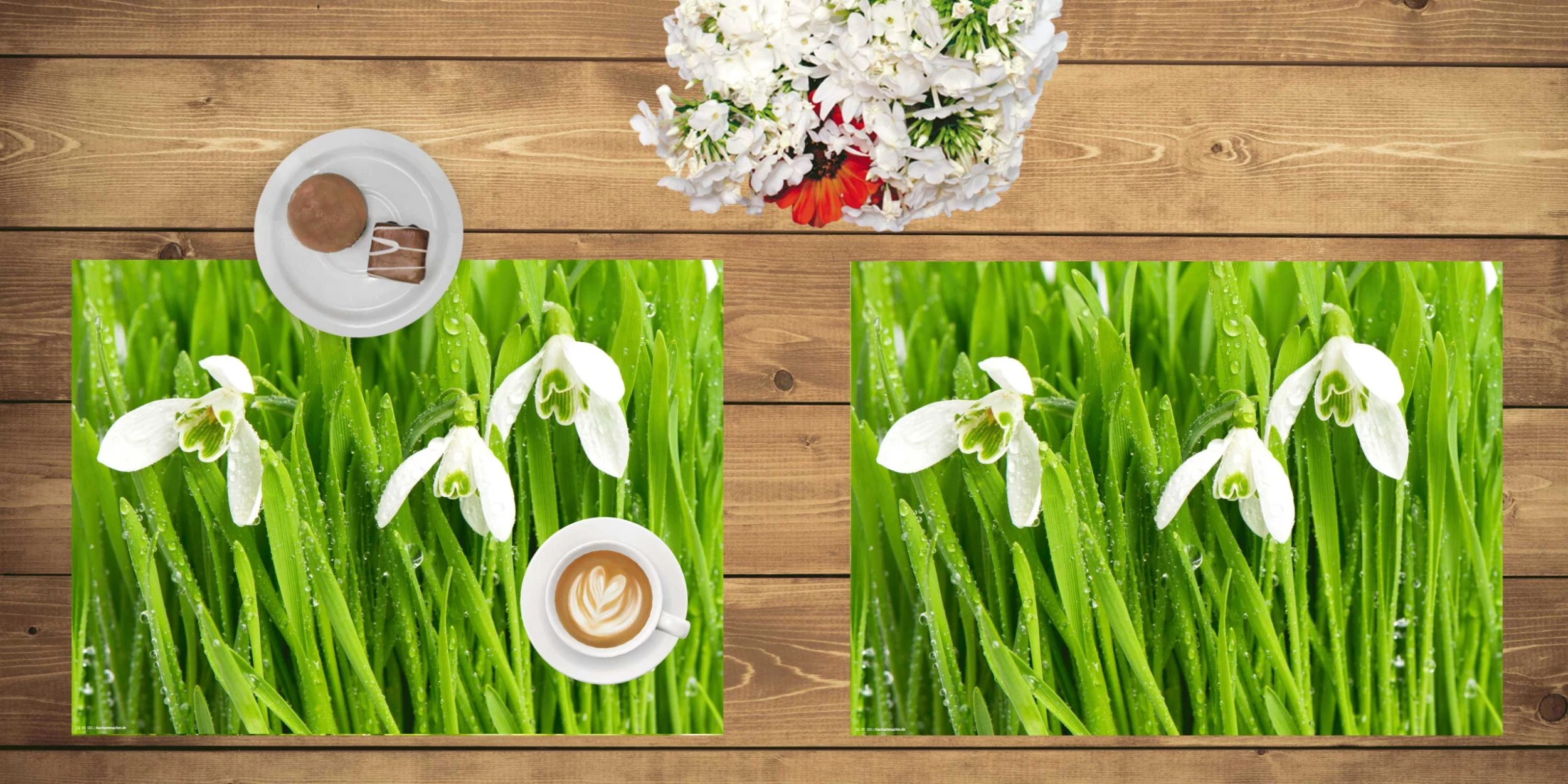 Tischsetmacher.de Tischset I Platzset "Schneeglöckchen Mit Tautropfen" 12 Stück Aus Papier 44x32 – Bild 2