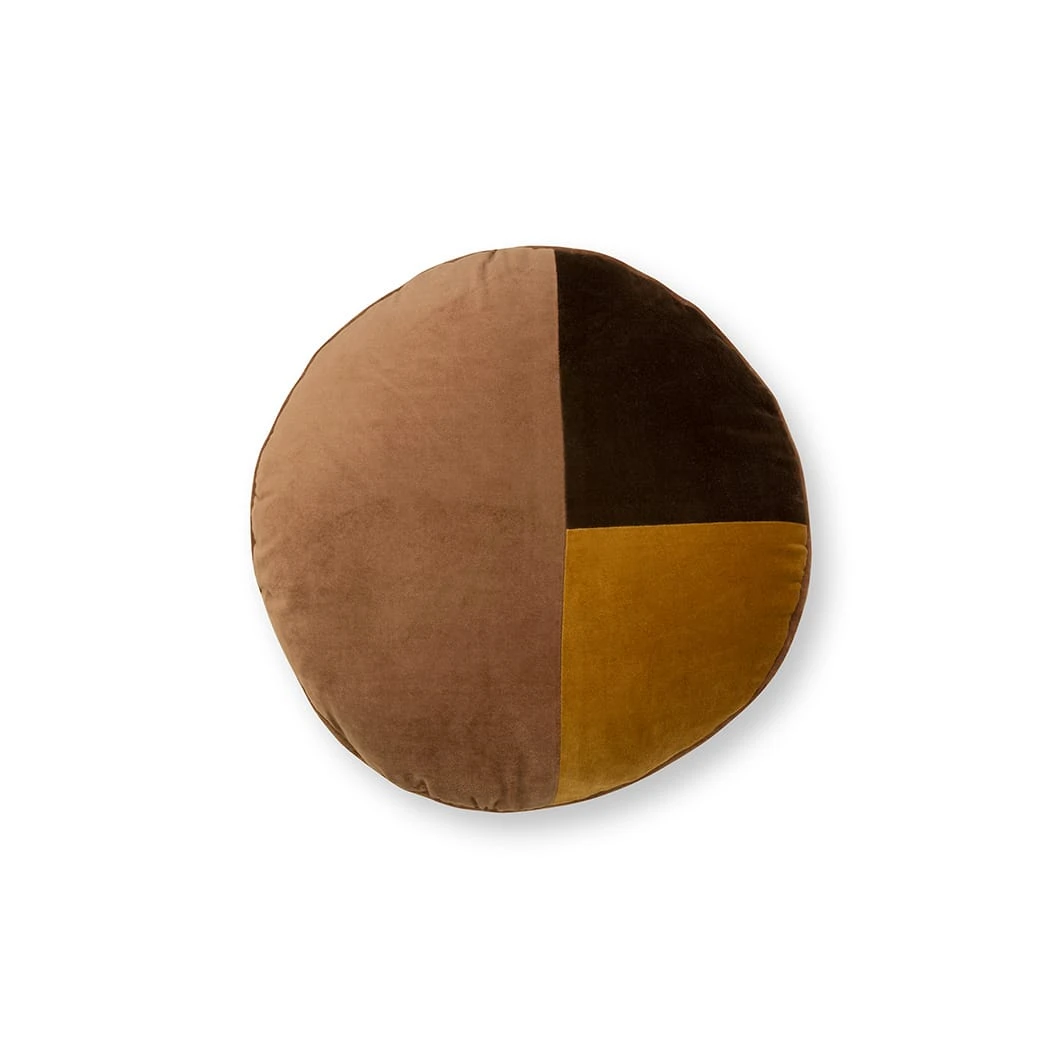 VTwonen Kissen "Cushion Round Cotton Velvet" In Braun - (L) 40 X (B) 40cm