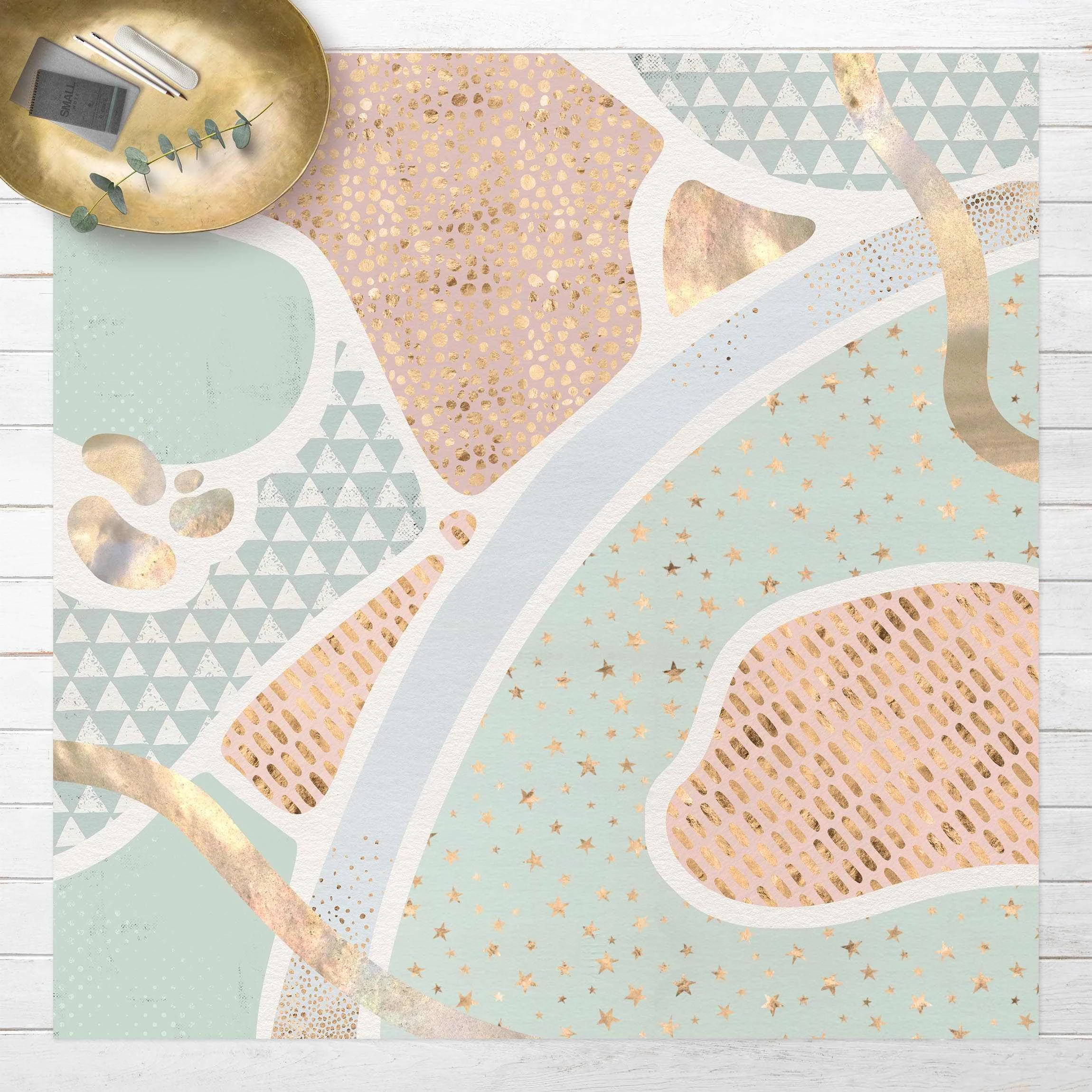 WallArt Vinyl-Teppich - Abstrakte Seelandschaft Pastellmuster In Blau – Bild 2