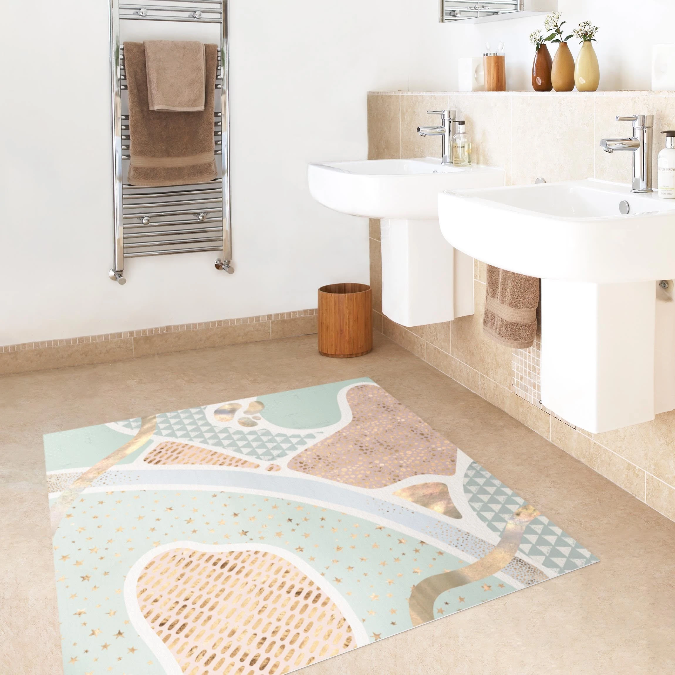 WallArt Vinyl-Teppich - Abstrakte Seelandschaft Pastellmuster In Blau – Bild 5