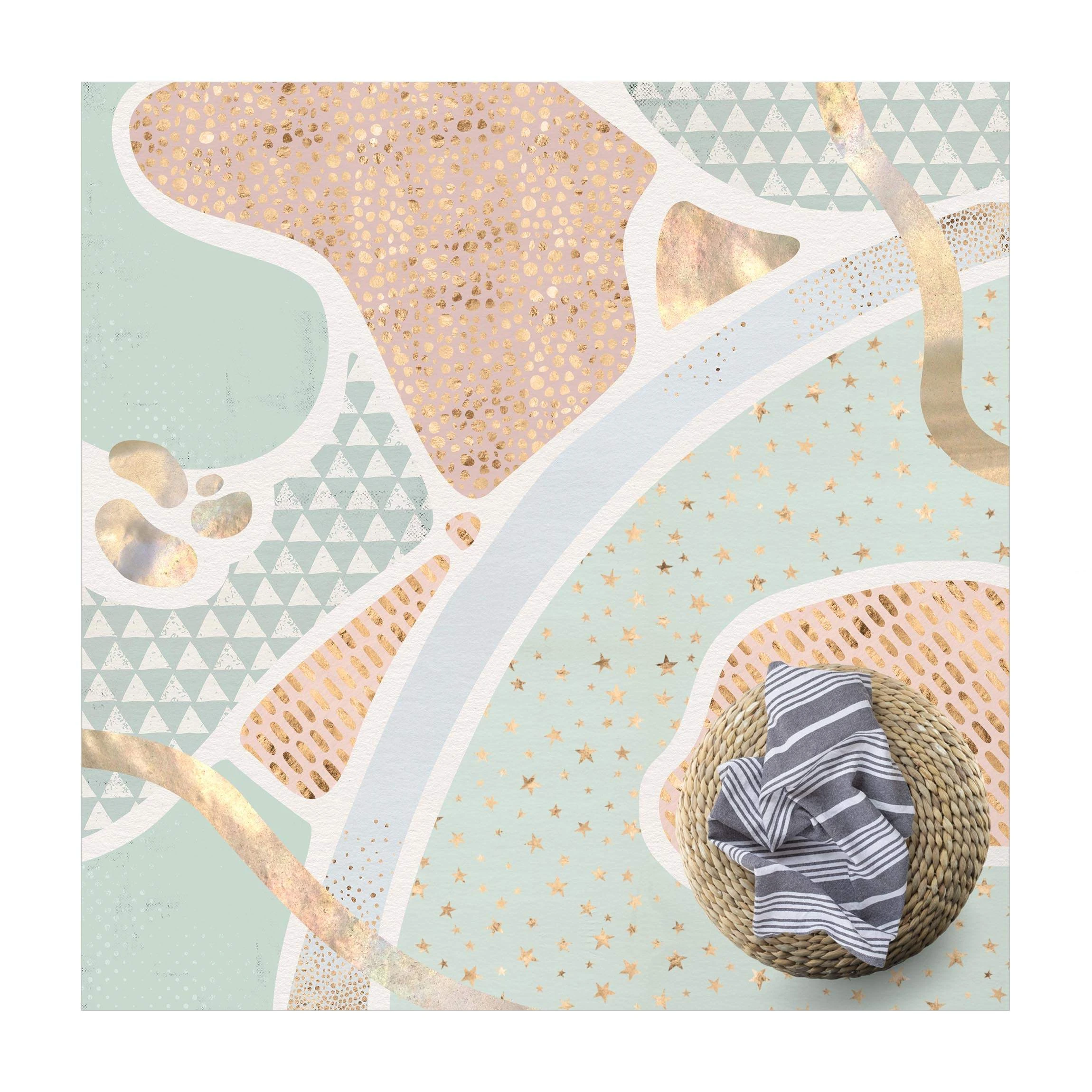 WallArt Vinyl-Teppich - Abstrakte Seelandschaft Pastellmuster In Blau