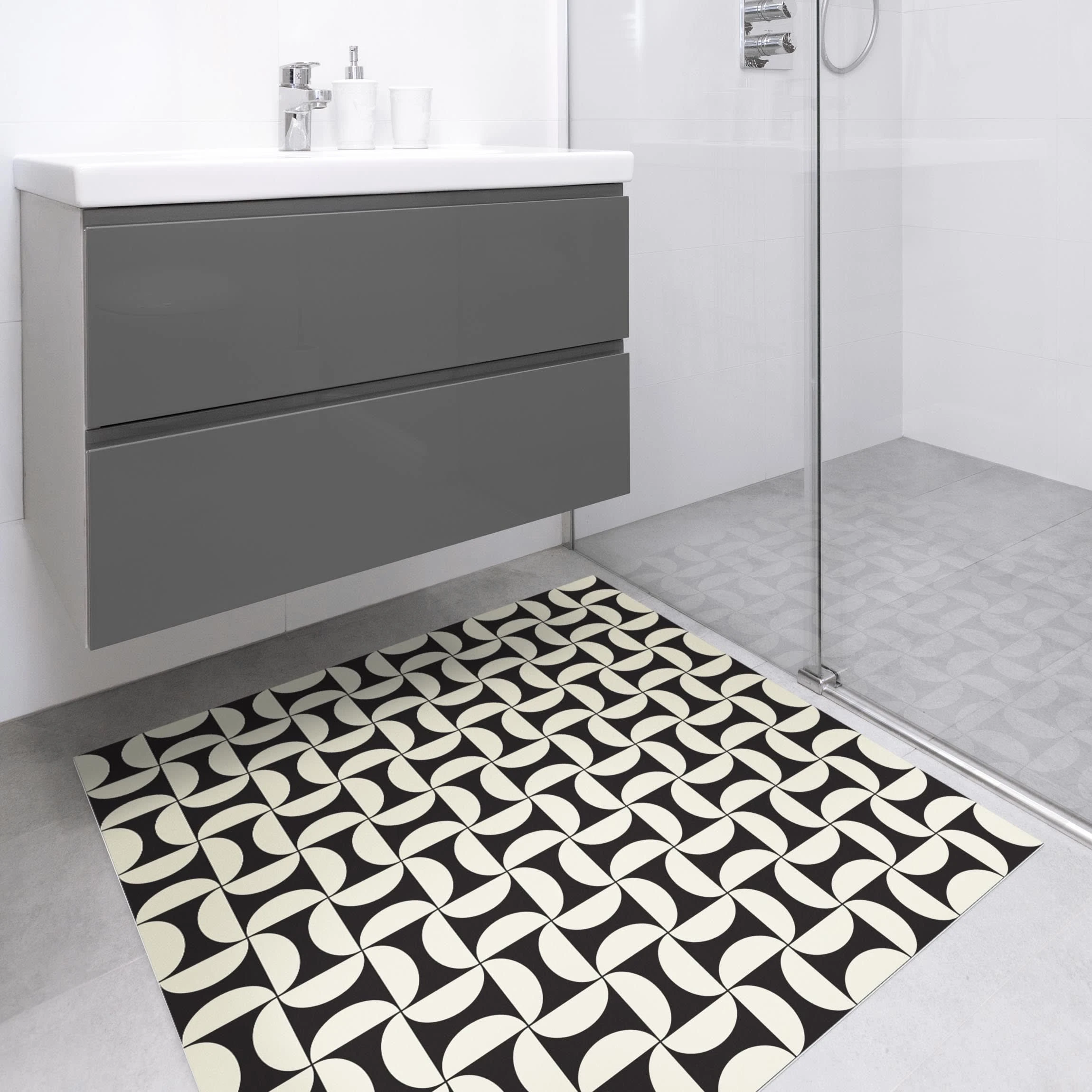 WallArt Vinyl-Teppich - Geometrische Fliesenbögen Sand Mit Bordüre In Schwarz – Bild 5