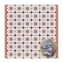 WallArt Vinyl-Teppich - Geometrischer Fliesenmix Blume Orange In Orange