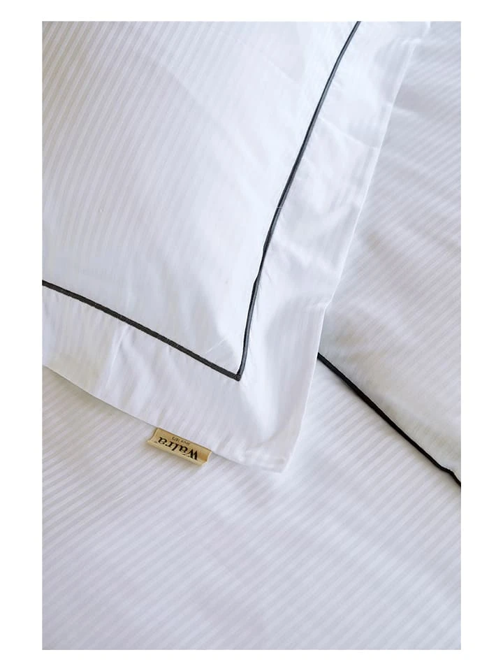 Walra Satin-Bettwäsche-Set "Subtile Stripe" In Weiß – Bild 3