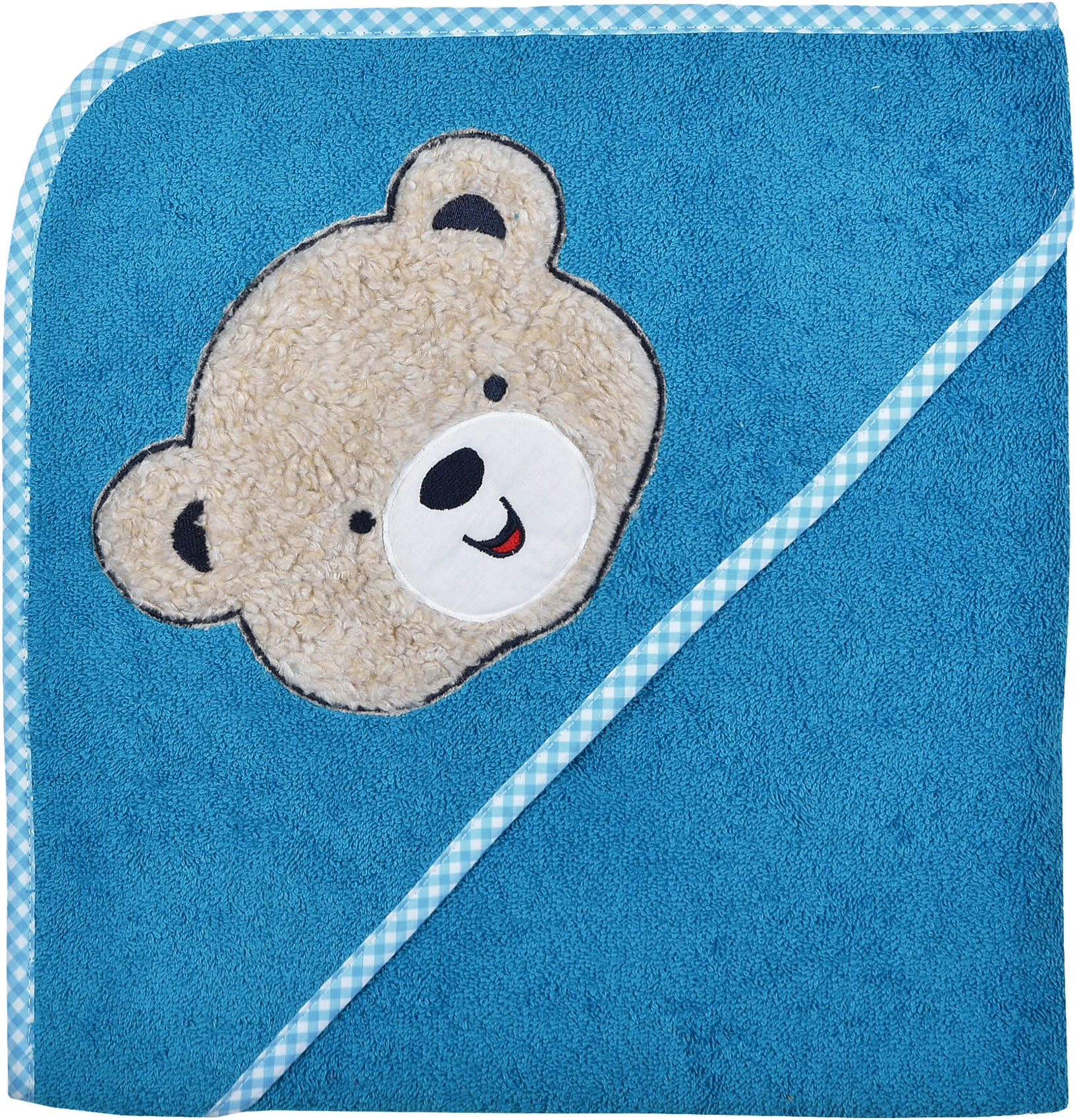 Wörner Kapuzenbadetuch XL, Bärchen, Blau, 100 X 100 Cm