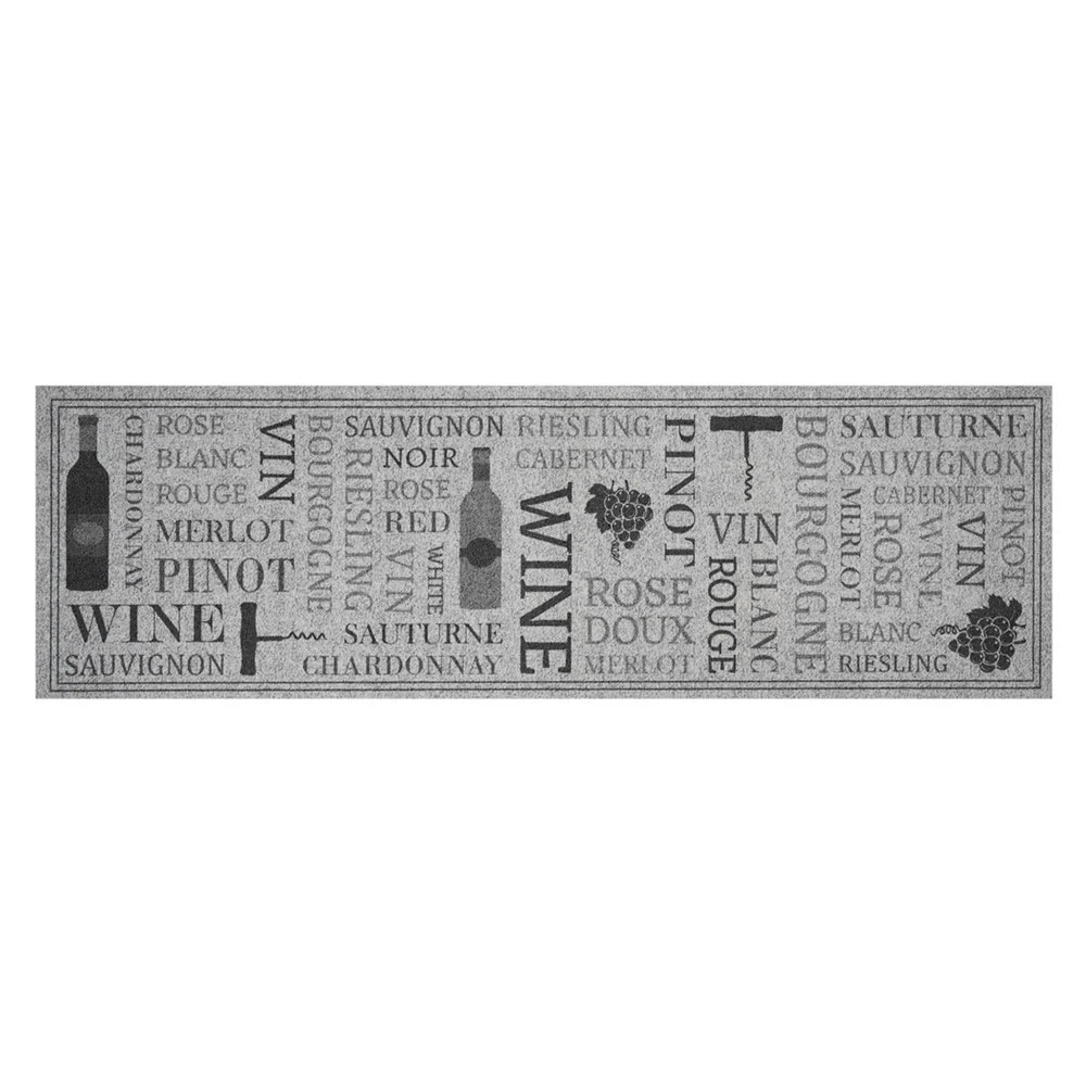 Zala Living Kurzflor Küchenläufer Wine Lovers Grau 45x140 Cm