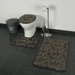 Zellerfeld 3-teilig Bad Matte Dusche Set Rutsch Stand Bad Matten In Grau-Gold